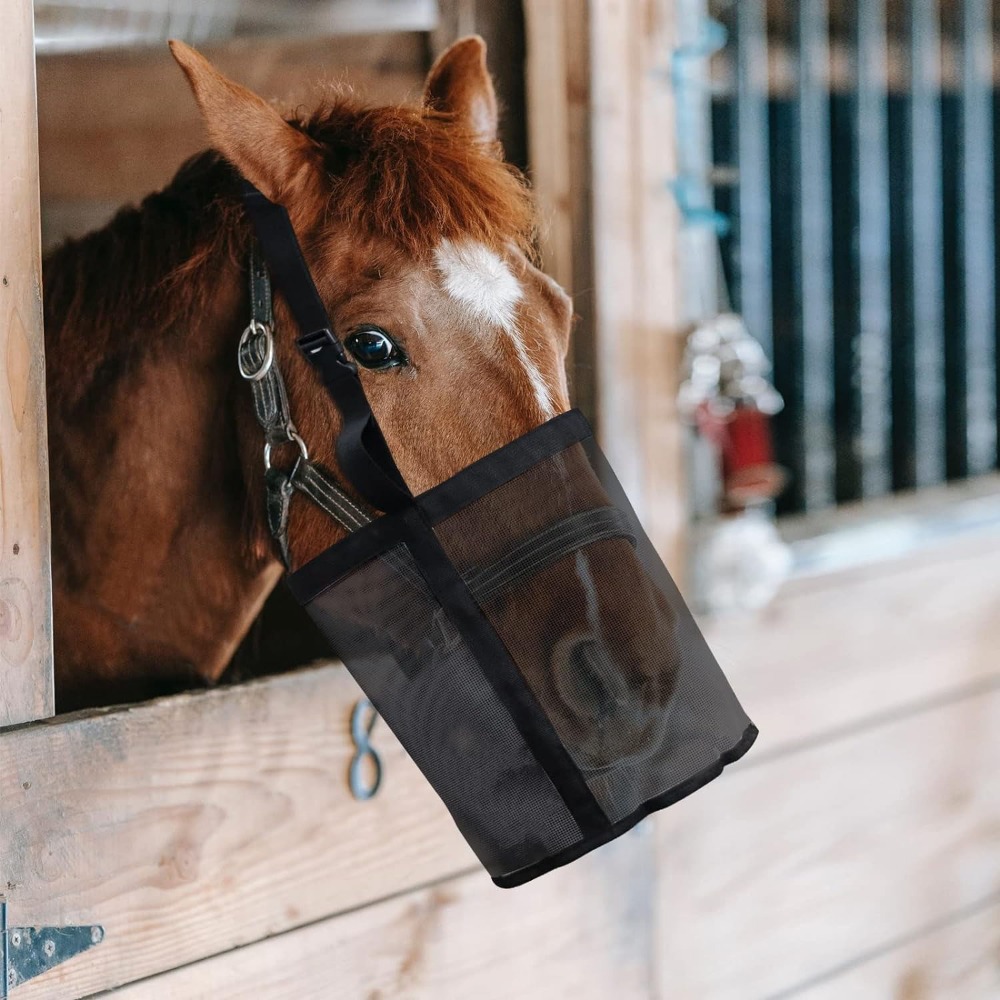 Mesh Feeder Bag - Portable Leak-Proof Horse Feeding Bag Adjustable