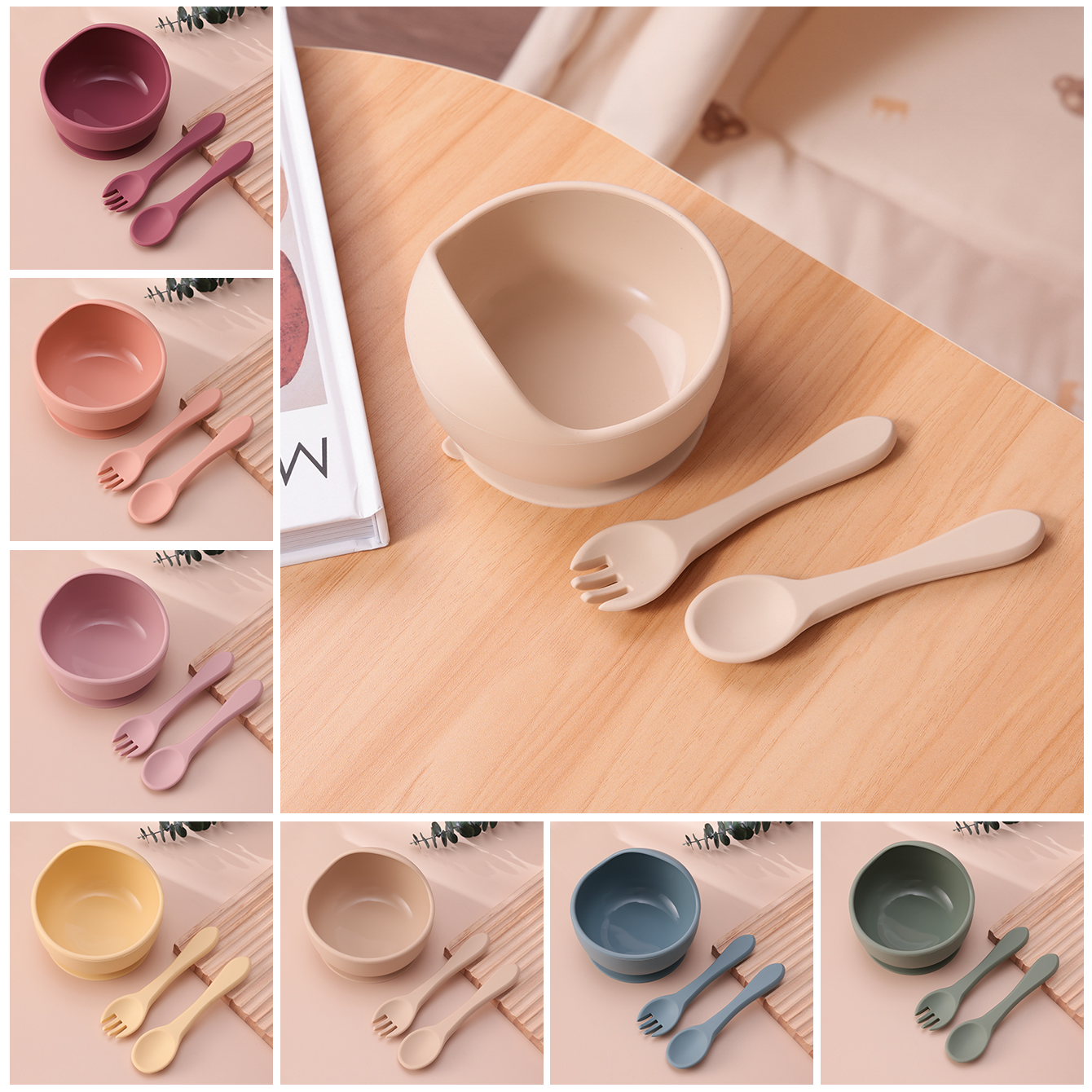 Self Feed Spoon - Color Kids 3PCS Silicone Baby Feeding