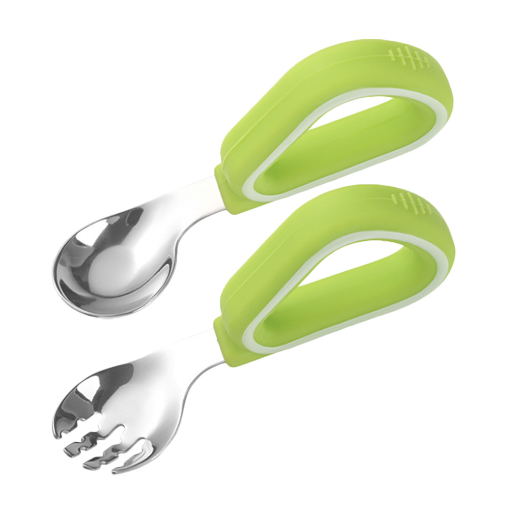 Self Feed Spoon - 1Set Children Training Fork Spoon Silicone