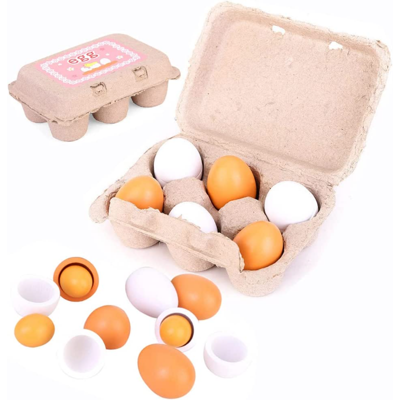 6Pcs Wooden Eggs Toy Kids Kitc – Baby Food Quantity Bewertung und Preis