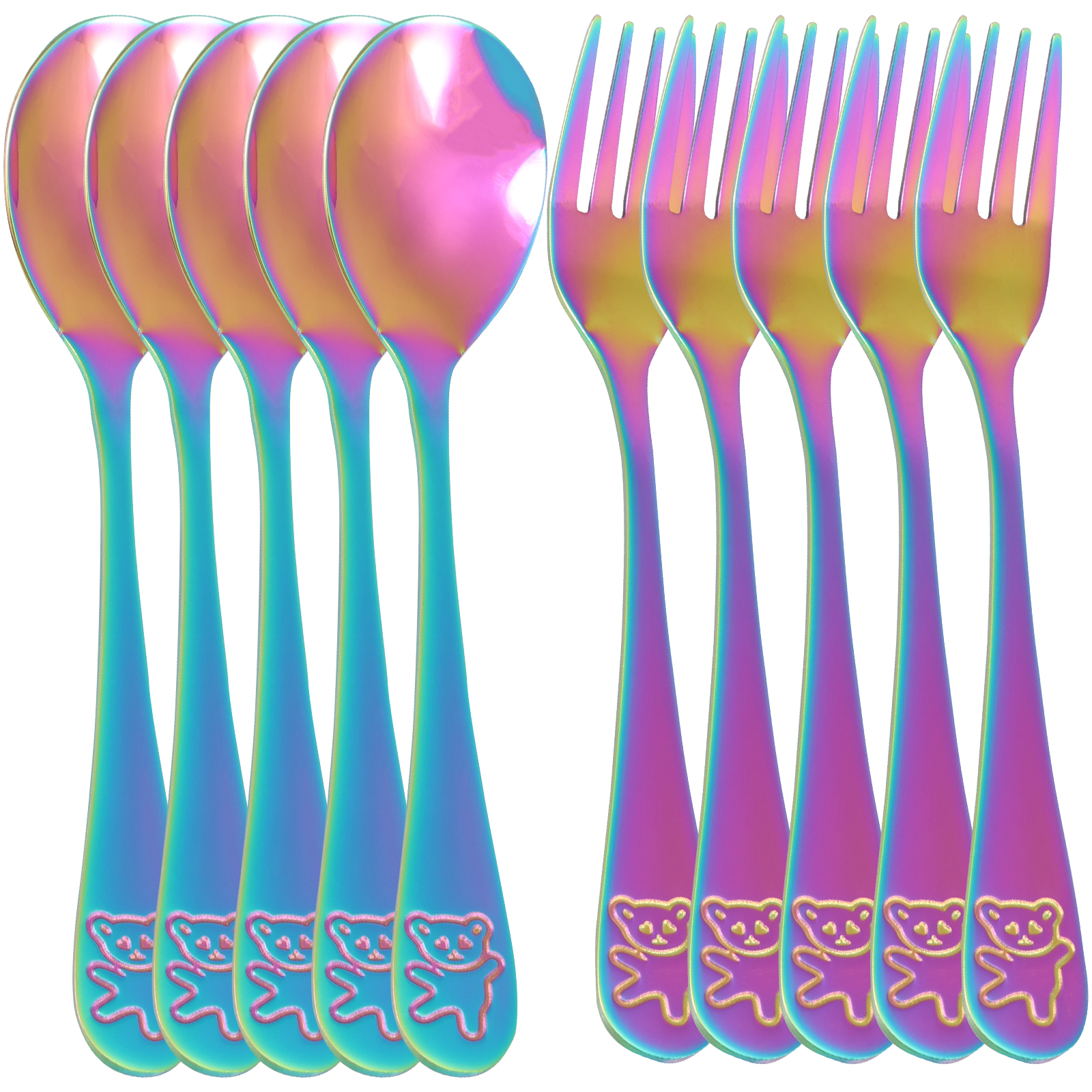 10Pcs Children's Forks and Spo – Self Feed Spoon Bewertung und Preis