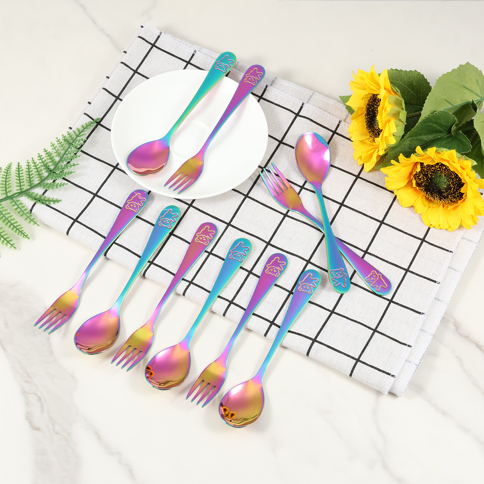 10Pcs Children's Forks and Spo – Self Feed Spoon Bewertung und Preis