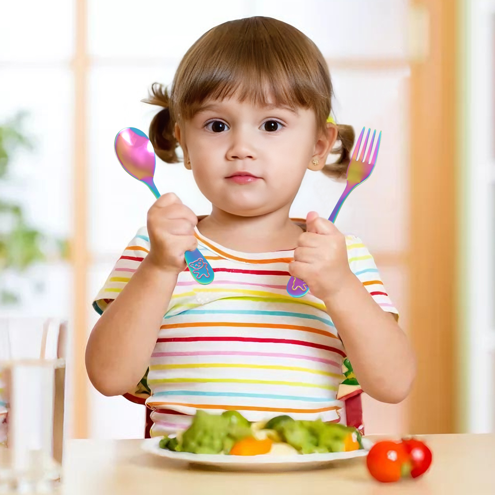 10Pcs Children's Forks and Spo – Self Feed Spoon Bewertung und Preis