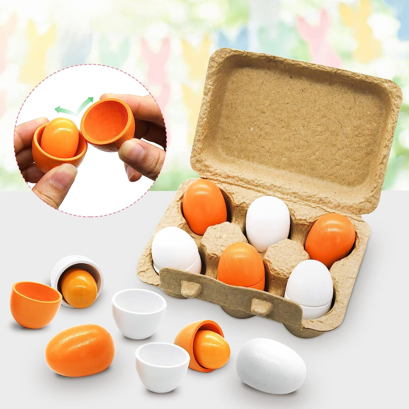 6Pcs Wooden Eggs Toy Egg Kitch – Baby Food Quantity Bewertung und Preis