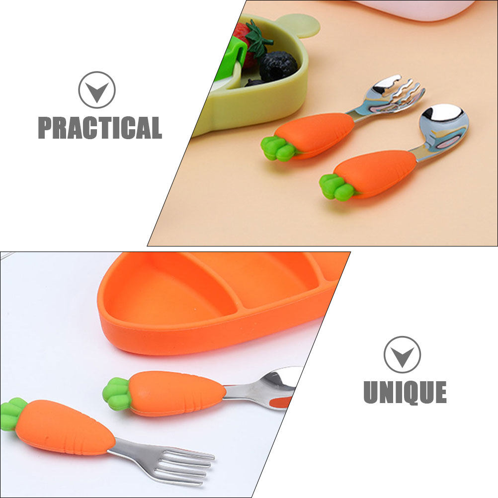 2Pcs Baby Spoon Fork Set Silic – Self Feed Spoon Bewertung und Preis